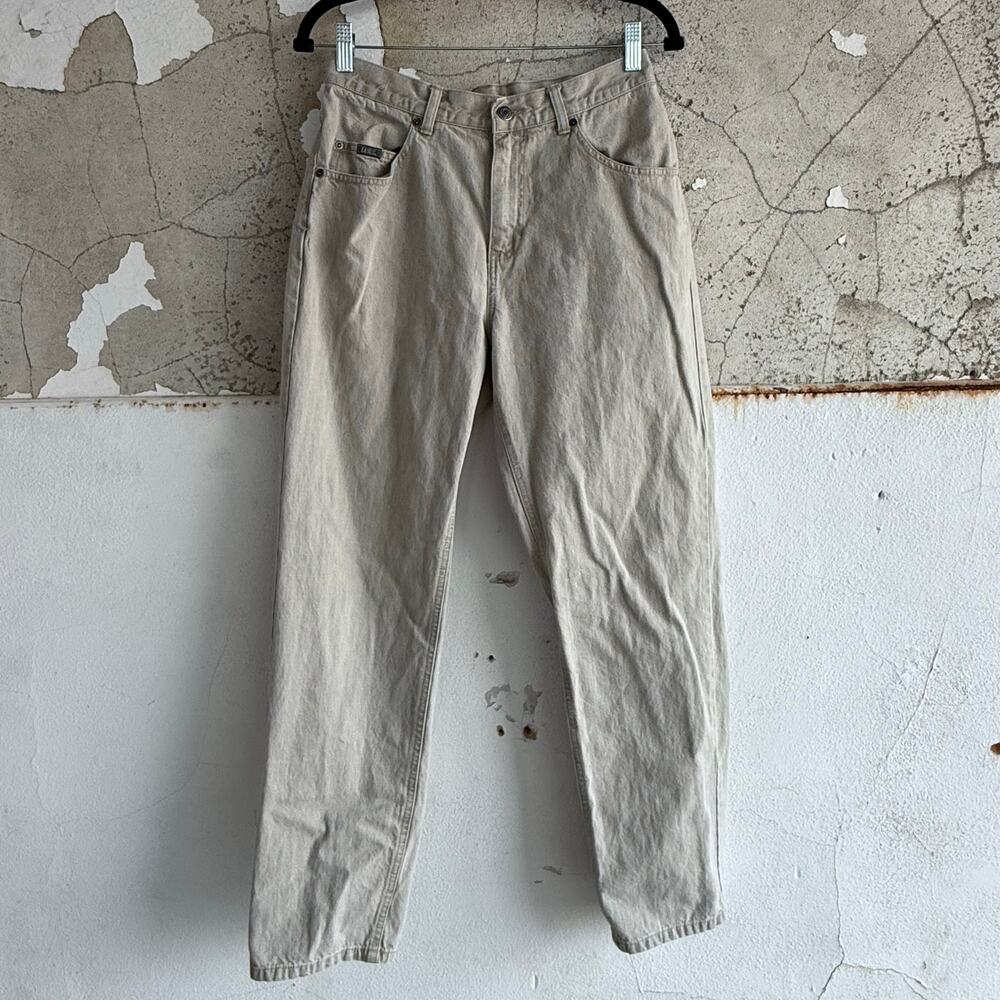 Vtg Lee Jeans Womens 8 High Rise Straight Leg Mom Denim Beige 90s‎ Minimalist